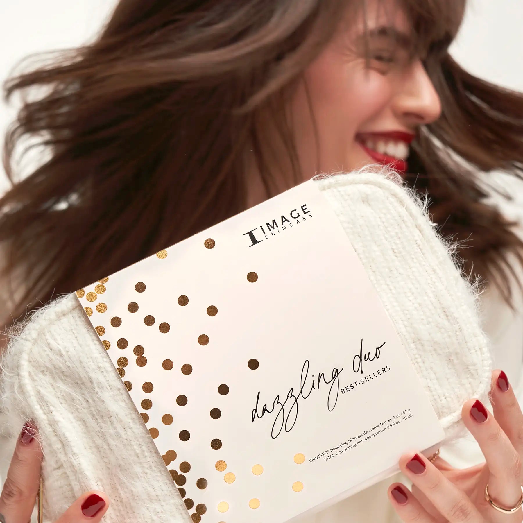 model holding bag close up