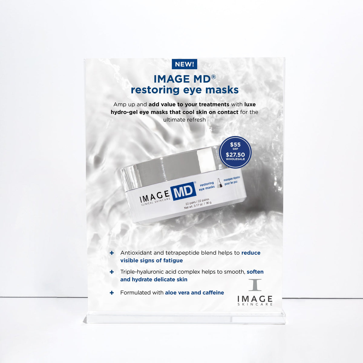 IMAGE MD informational flyer in clear acrylic display stand