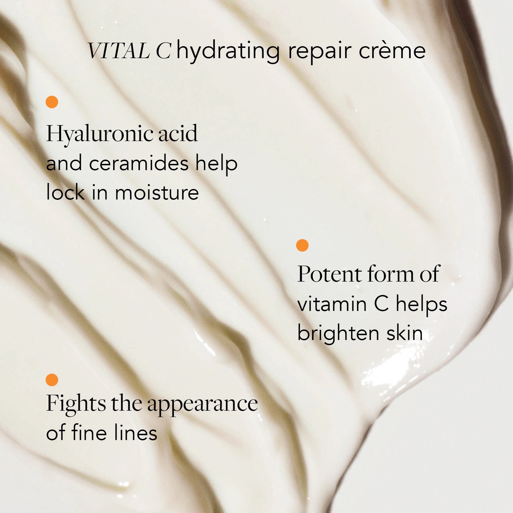 VITAL C hydrating repair crème with text highlighting benefits on a white background