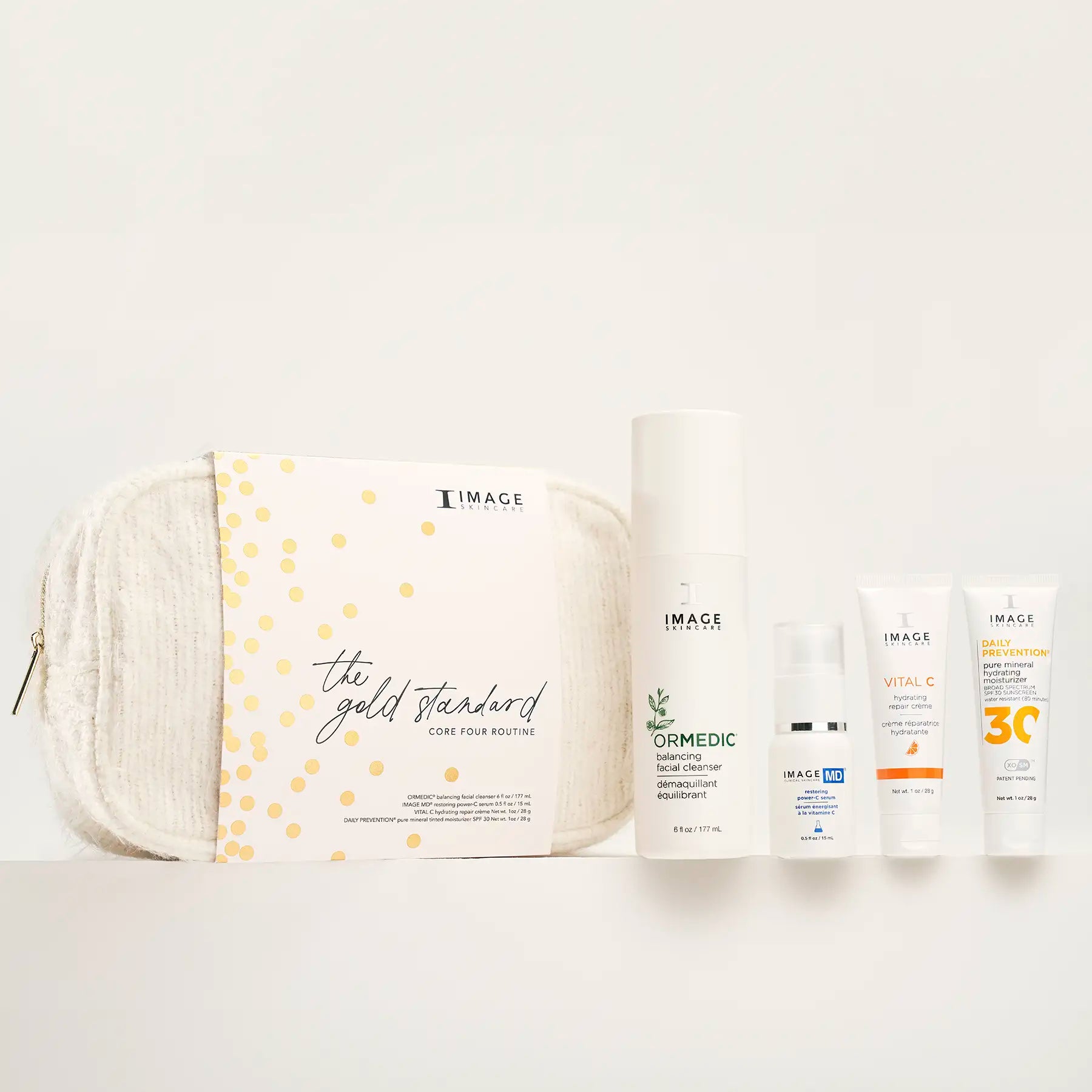 image of bag and all products on a white background