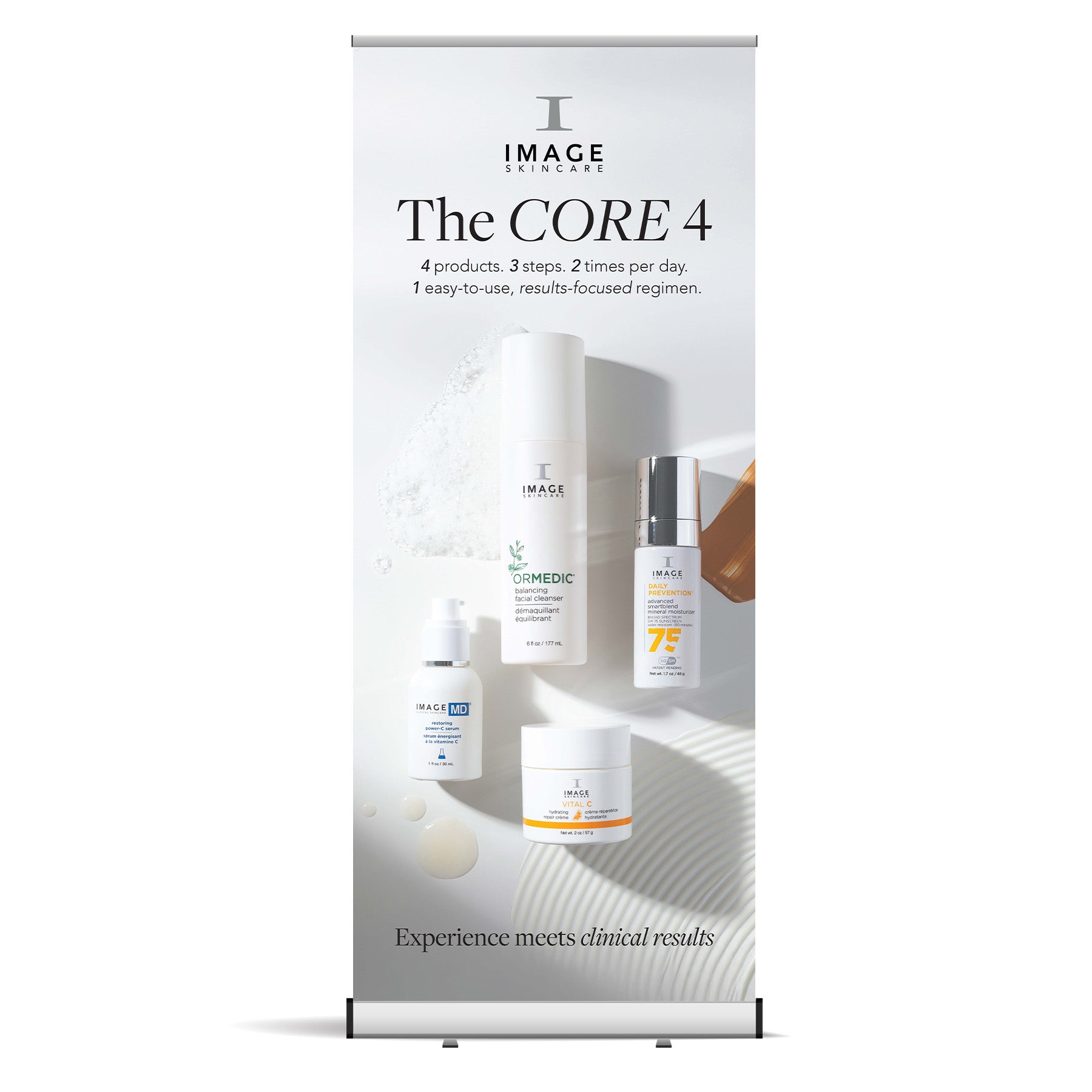 IMAGE Skincare 'The CORE 4' display with skincare products on a white background