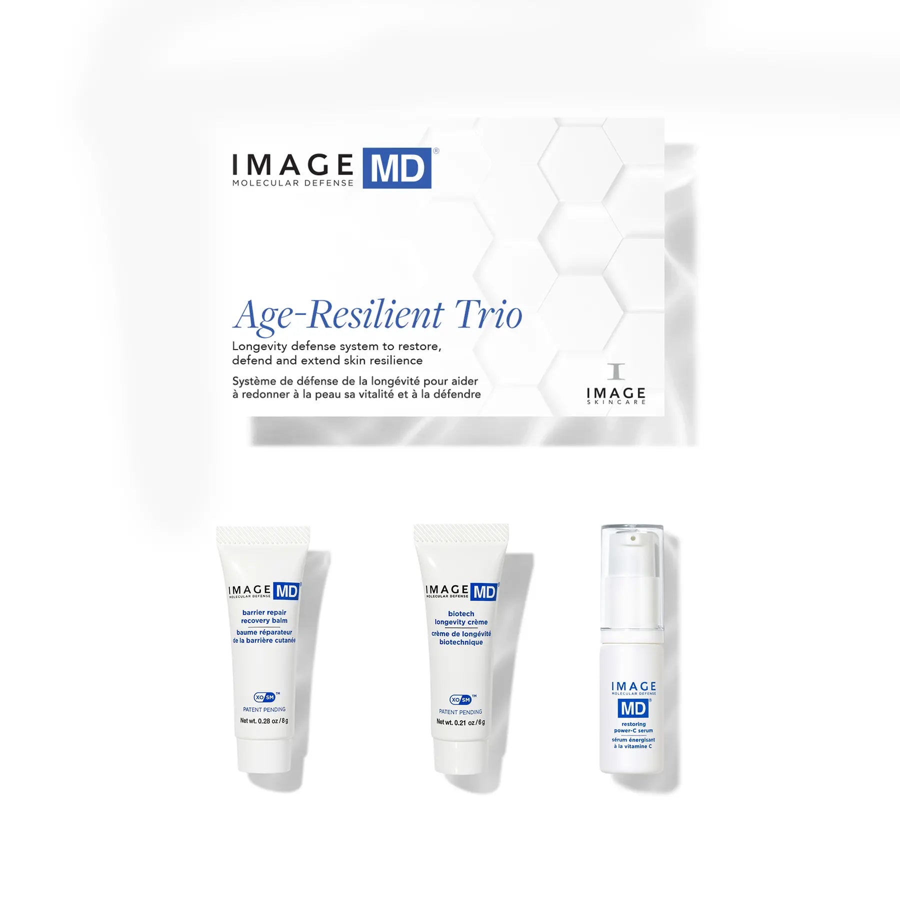 IMAGE MD Age-Resilient Trio skincare products on a white background