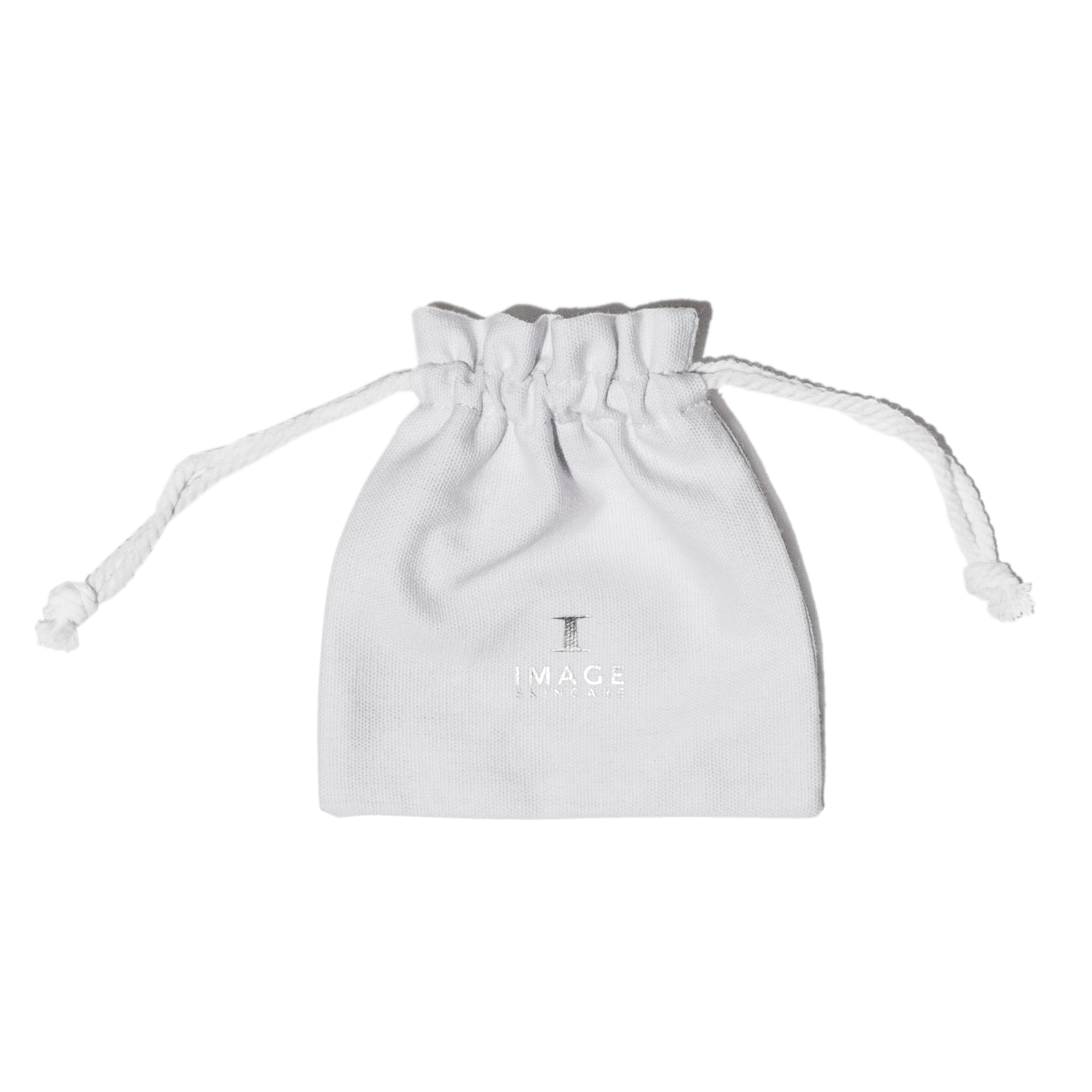 white sample drawstring bag on white background